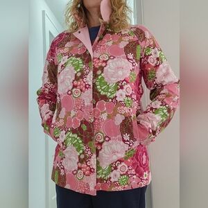 London Fog Reversible Pink/Floral Women's Coat Size Small